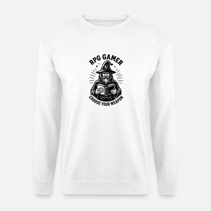 RPG Gamer: Spellbook and Dice - Unisex Sweatshirt - white