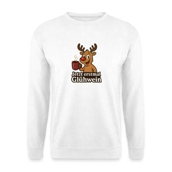 Jetzt erstmal Glühwein Rentier - Unisex Pullover - Weiß - Vorne