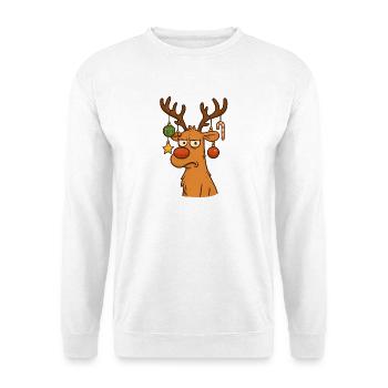 Rentier mit Weihnachtsschmuck Cartoon - Unisex Pullover - Weiß - Vorne
