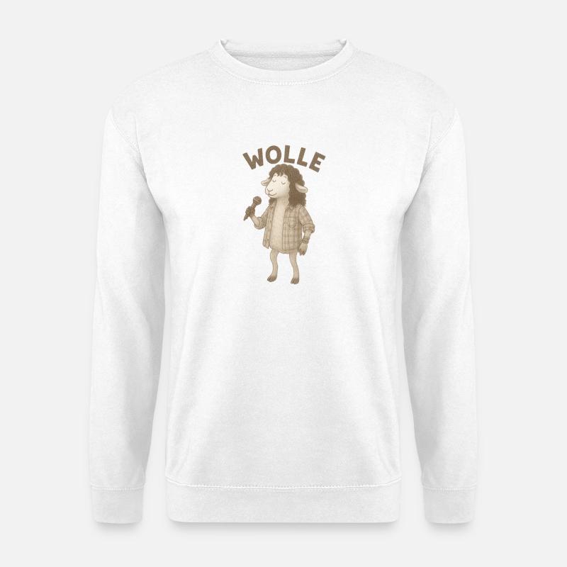 Wolle Schaf mit Mikrofon - Unisex Pullover - Weiß