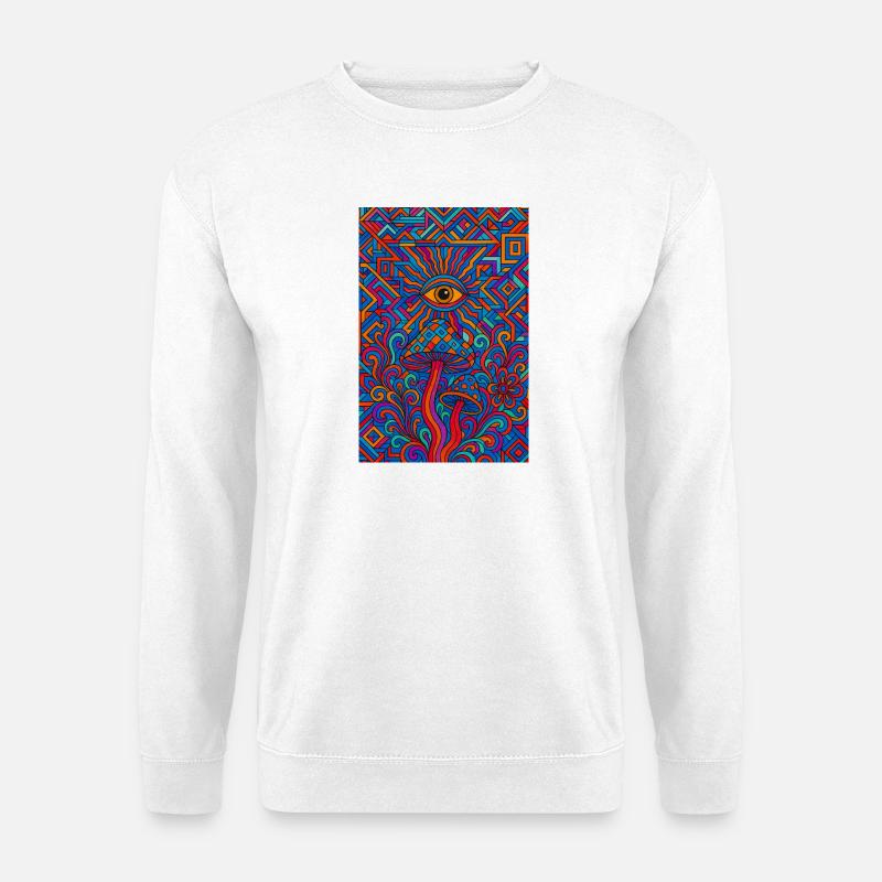 Psychedelisches Auge und Pilze - Unisex Pullover - Weiß
