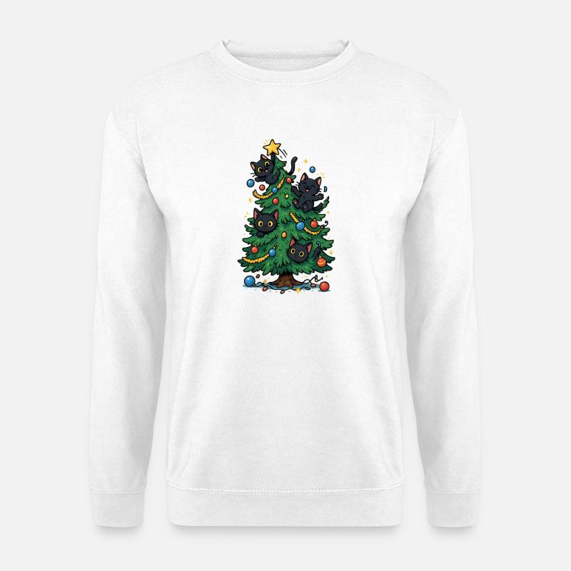 Christmas tree with cats - Unisex Sweatshirt - white