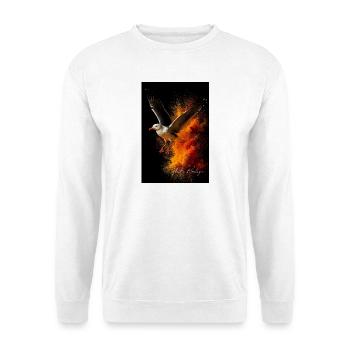 Seagull flight in front of fire dust - Unisex Sweatshirt - white - Front