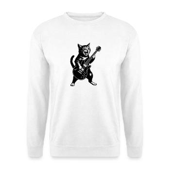 Katzen Gitarrist Punk Illustration - Unisex Pullover - Weiß - Vorne