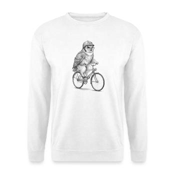 Owl on a Grey Bicycle - Unisex Sweatshirt - white - Front