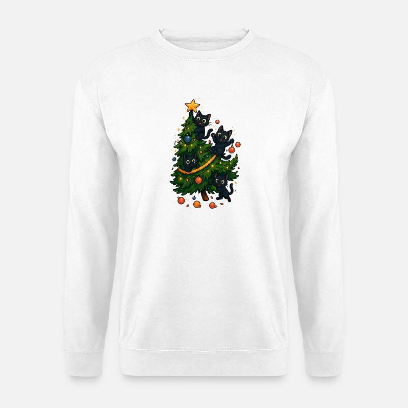Lustiges Weihnachts T-Shirt Geschenk Katzen - Unisex Pullover - Weiß