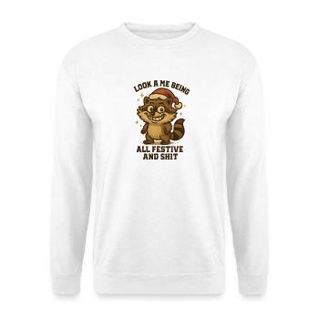 Weihnachten Raccoon - Unisex Pullover - Weiß - Vorne