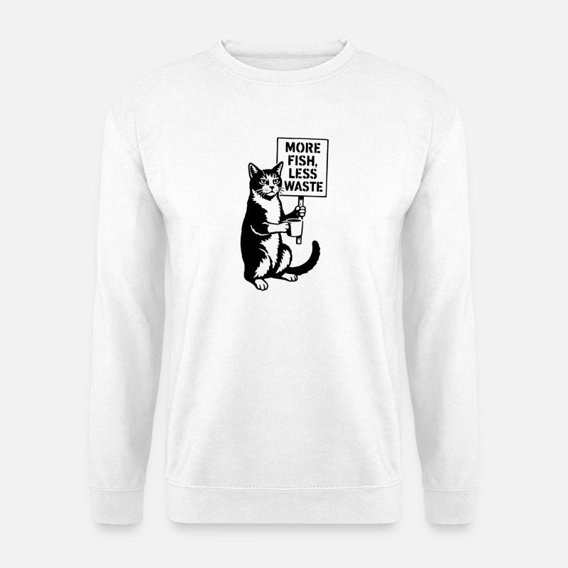 More Fish Less Waste Cat - Unisex Sweatshirt - white