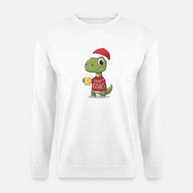 Dino Weihnachts-Festpullover - Unisex Pullover - Weiß