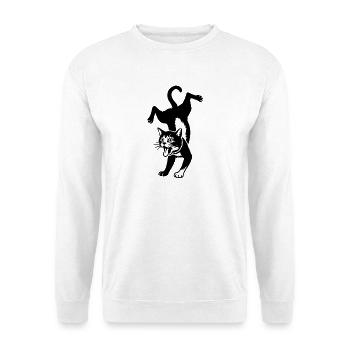 Katzensilhouette Sprung - Unisex Pullover - Weiß - Vorne