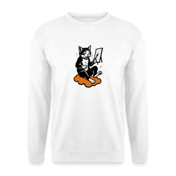 Cat artist on cloud - Unisex Sweatshirt - white - Front