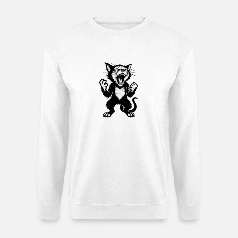 Wütige Katze Strichstil - Unisex Pullover - Weiß