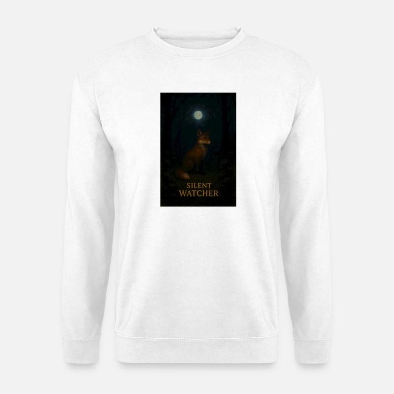 Silent Waiting Fox by Moonlight - Unisex Sweatshirt - white