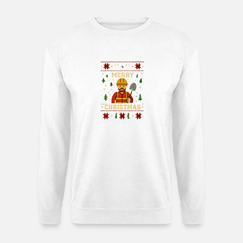 Bauarbeiter Weihnachtsmotiv - Unisex Pullover - Weiß