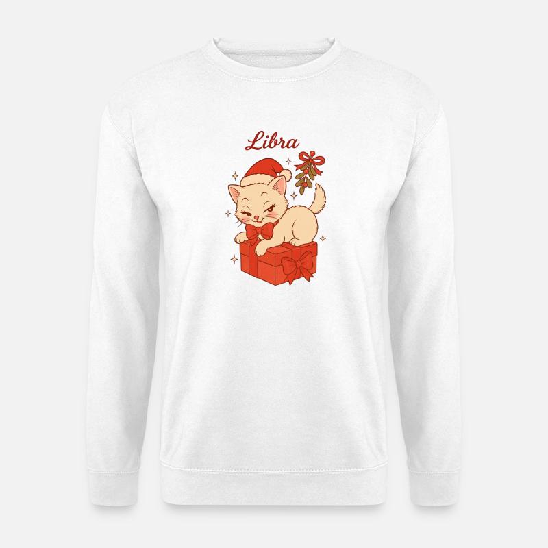 Libra Weihnachtskätzchen Geschenk - Unisex Pullover - Weiß