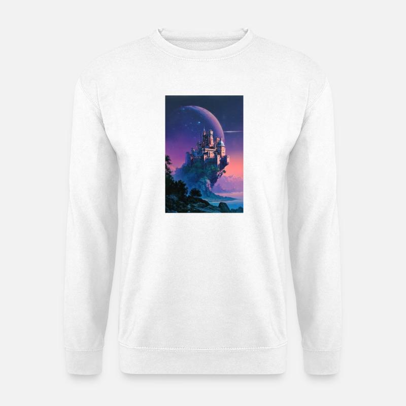 Moonlit Castle Over Nebula Isle - Unisex Sweatshirt - white