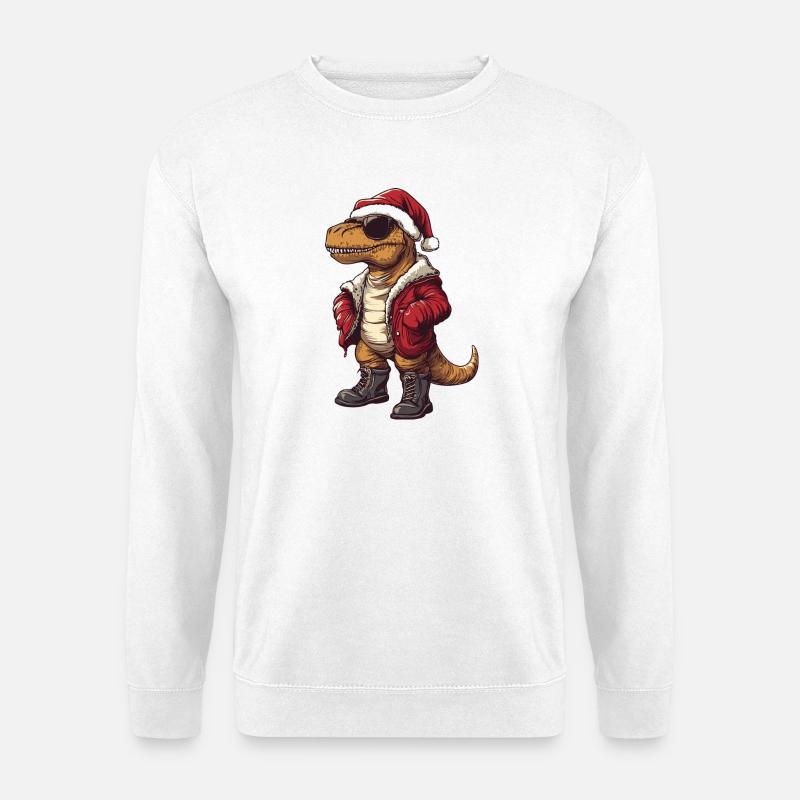 Dinosaurier T-Rex Weihnachten Winter - Unisex Pullover - Weiß