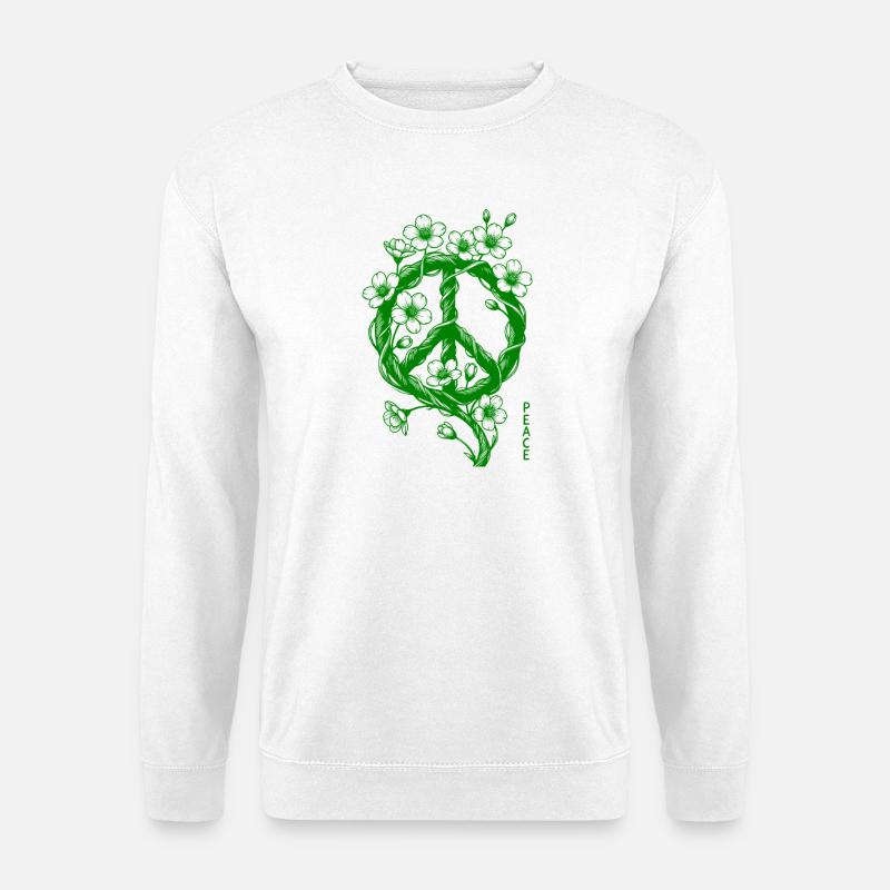 Blüten Peace Symbol - Unisex Pullover - Weiß