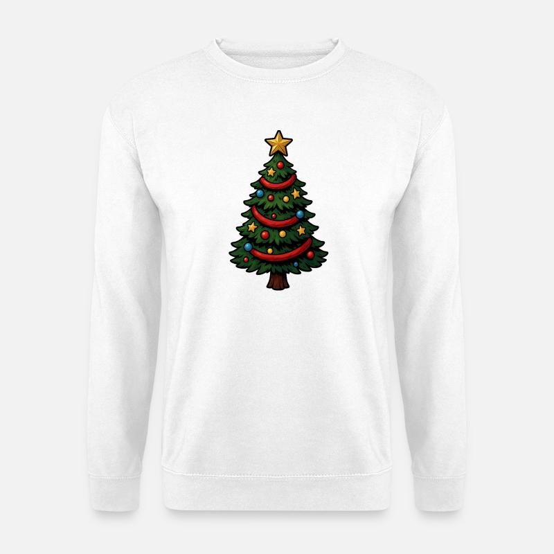 Comic-Weihnachtsbaum bunt geschmückt - Unisex Pullover - Weiß