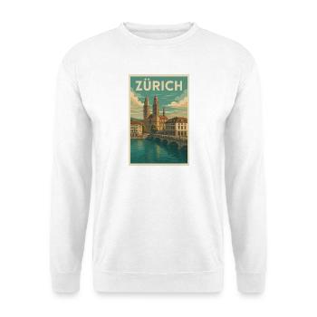 Zürich Retro-Stadtansicht - Unisex Pullover - Weiß - Vorne