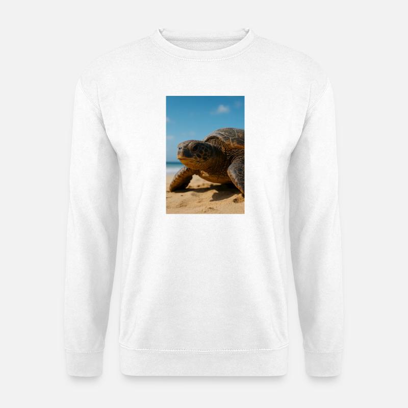 Schildkröte am Strand im Sonnenschein - Unisex Pullover - Weiß