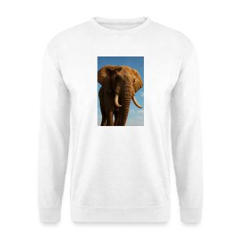 Elefant in Nahaufnahme mit Sonnenschein - Unisex Pullover - Weiß - Vorne