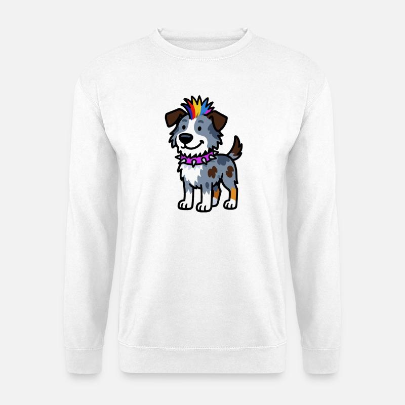 Cool Australian Shepherd Punk Design - Unisex Sweatshirt - white