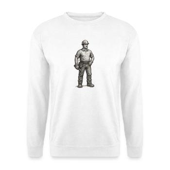 Rough sketch of construction worker with hammer - Unisex Sweatshirt - white - Front