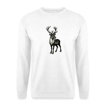 Edler Hirsch mit großem Geweih – Vintage Illustrat - Unisex Pullover - Weiß - Vorne
