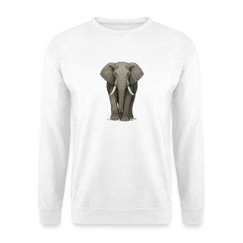 Majestätischer Elefant in detailreicher Illustrati - Unisex Pullover - Weiß - Vorne