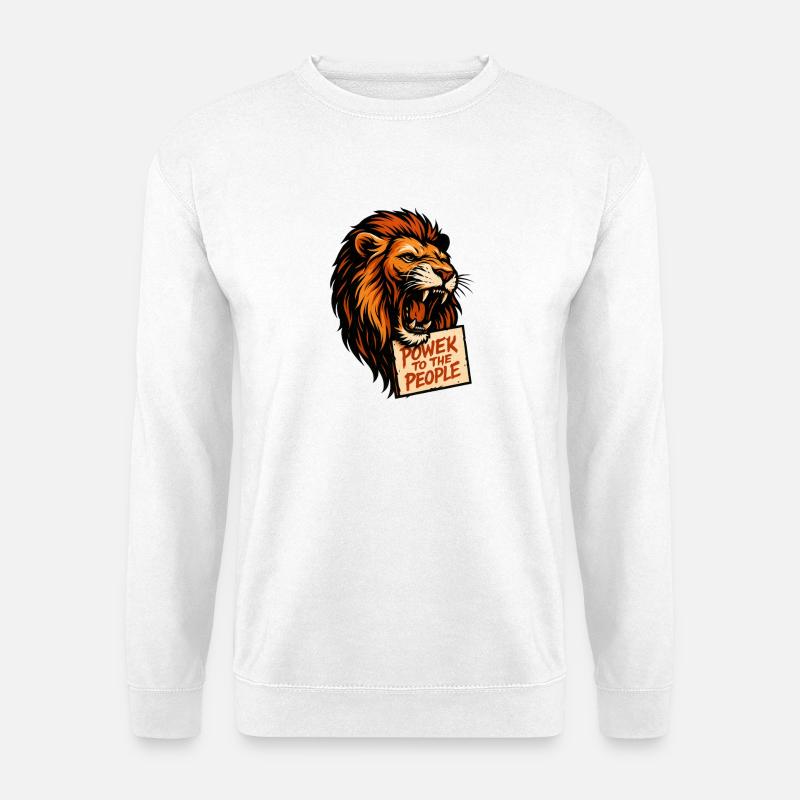 Löwenkraft Plakat Slogan - Unisex Pullover - Weiß