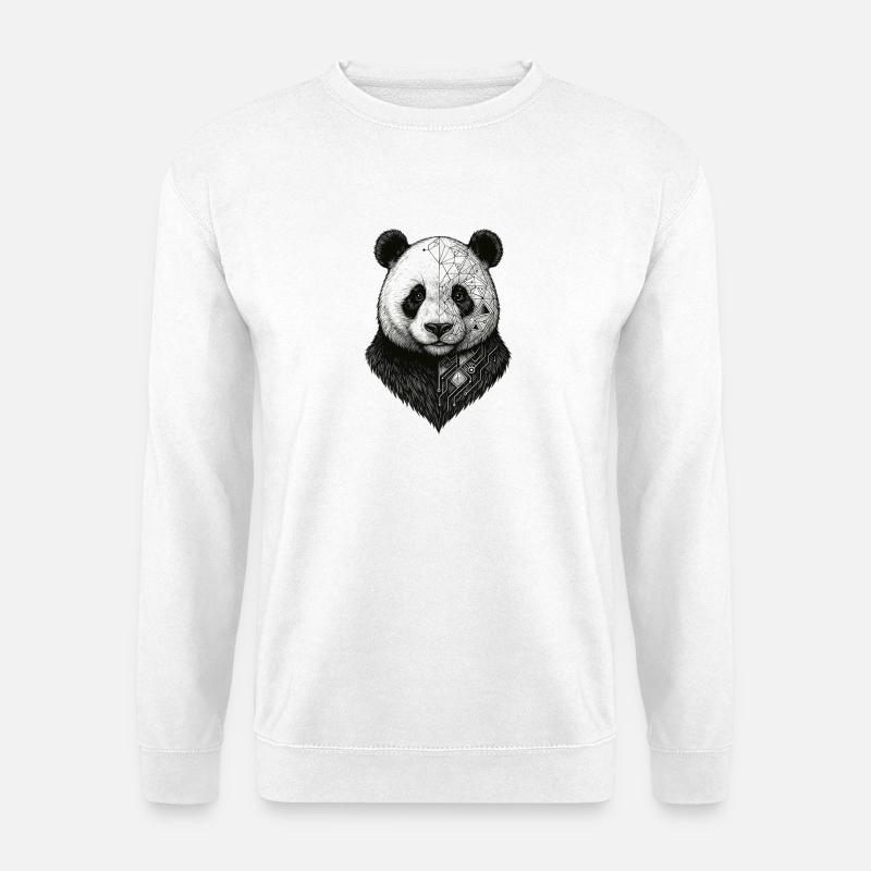 Panda Halb Geometrische Technologie - Unisex Pullover - Weiß