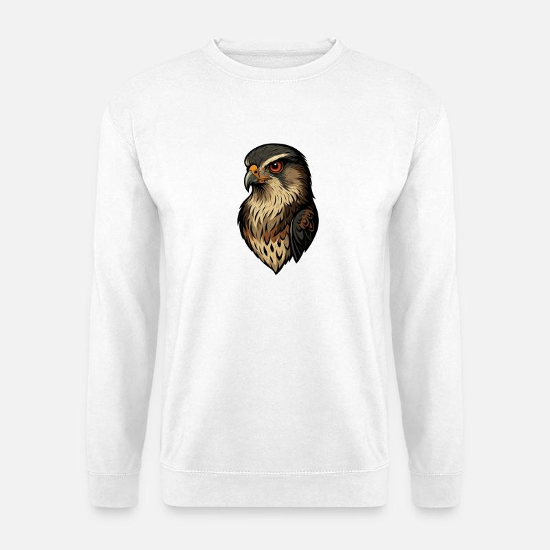 Falkenporträt im Goldbraun - Unisex Pullover - Weiß