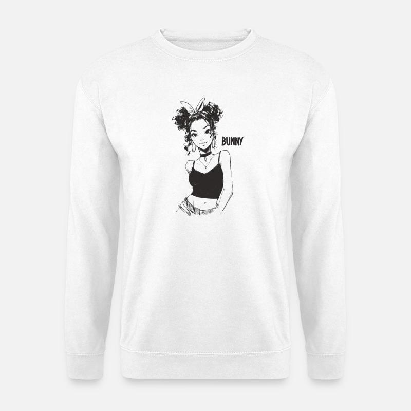 Bunny-Mädchen Strichkunst - Unisex Pullover - Weiß