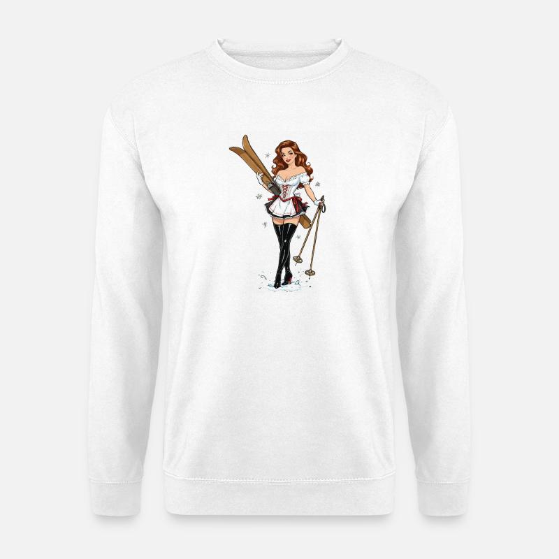 Dirndl-Ski-Pinup - Unisex Pullover - Weiß