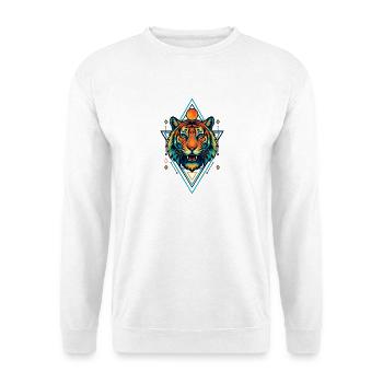 Geometric Neon Tiger Moon Circle - Unisex Sweatshirt - white - Front