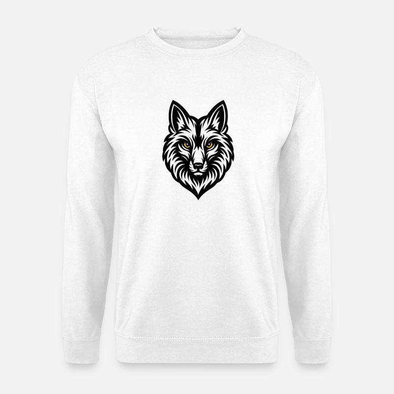 Wolfs Kopf Schwarz Weiß - Unisex Pullover - Weiß