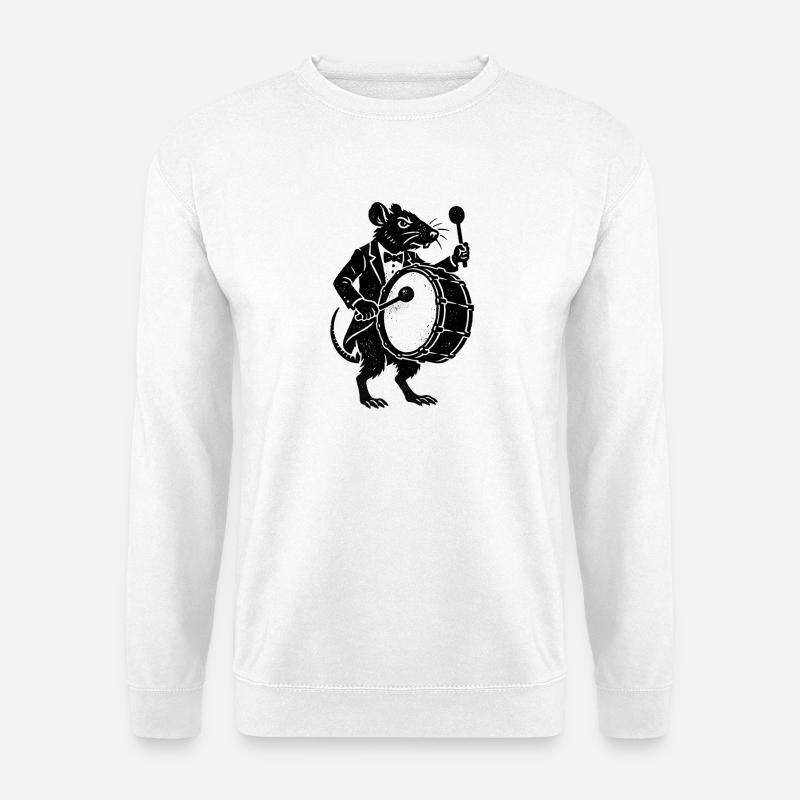 Ratte im Smoking Trommler - Unisex Pullover - Weiß