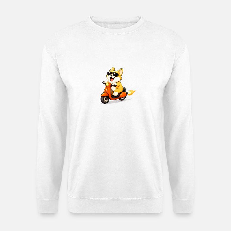 Scooter-Hund mit Sonnenbrille - Unisex Pullover - Weiß