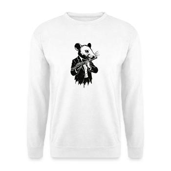 Rat in a suit plays flute - Unisex Sweatshirt - white - Front