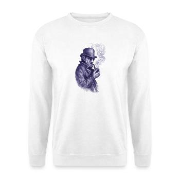Pfeifenraucher Detektiv im Schatten - Unisex Pullover - Weiß - Vorne