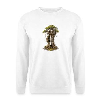 Baumhaus im Wald – Fantasie-Traum - Unisex Pullover - Weiß - Vorne
