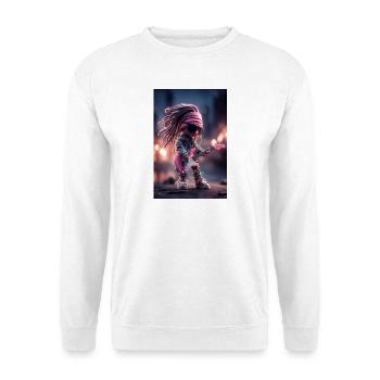 Dreadlock Doll Rocker sur guitare rose - Sweat-shirt Unisexe - blanc - Devant