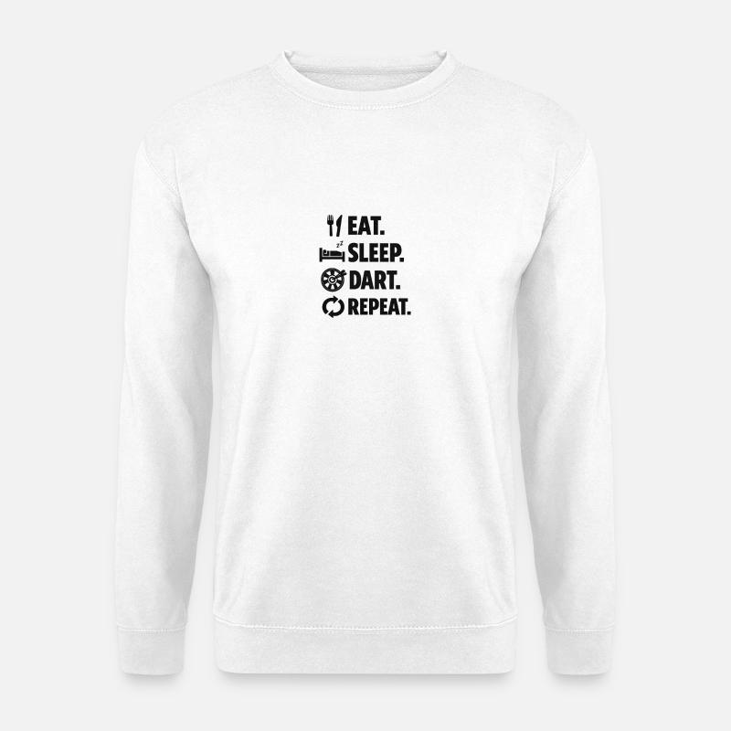Essen Schlafen Dart Wiederholen - Unisex Pullover - Weiß