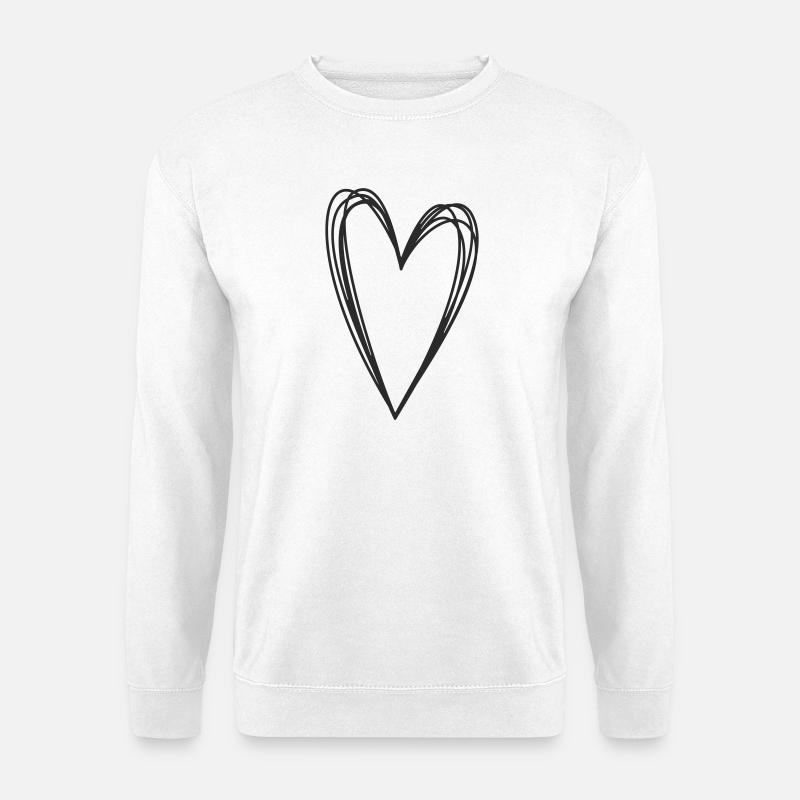 Handgezeichnetes Herz - Unisex Pullover - Weiß