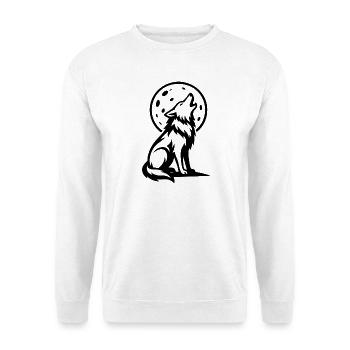 Wolf heult bei Vollmond - Unisex Pullover - Weiß - Vorne