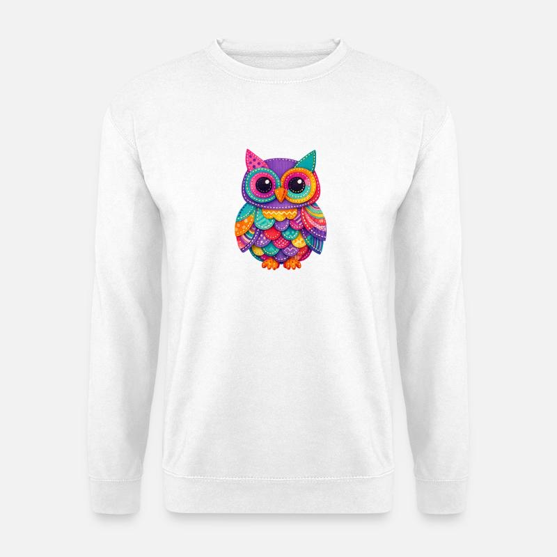 Patchwork Owl Magic - Unisex Sweatshirt - white