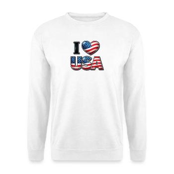I Love USA – Patriotische Botschaft Emblem-Flagge - Unisex Pullover - Weiß - Vorne