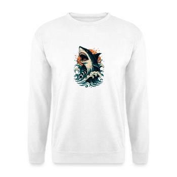 Shark roars through orange waves - Unisex Sweatshirt - white - Front