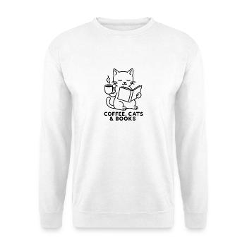 Coffee Cats and Books Lover Design - Unisex Sweatshirt - white - Front
